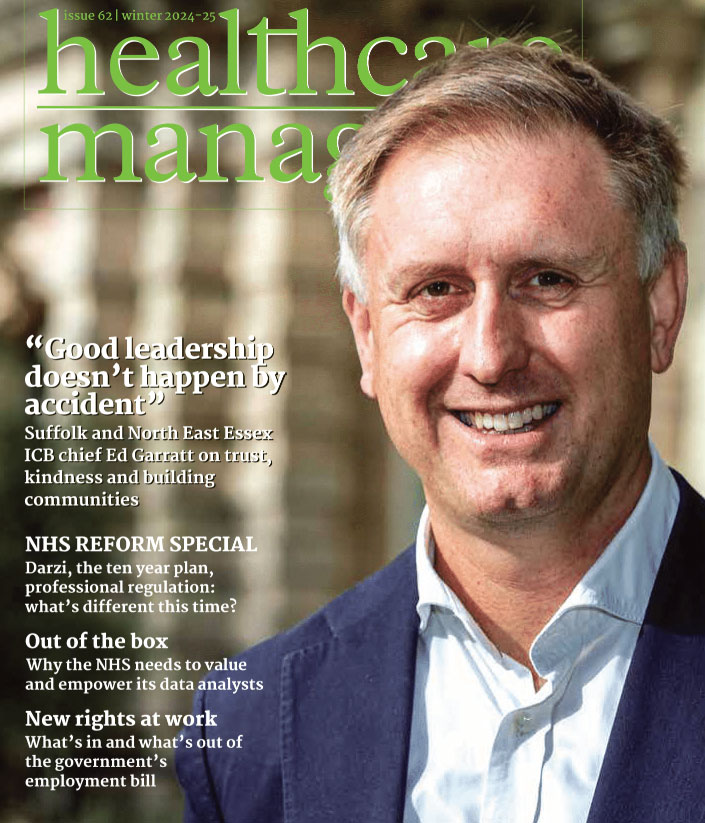 Cover of Healthcare Manager the magazine for Managers in health and social care. 