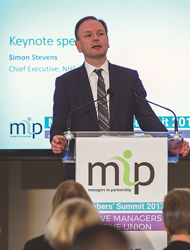 NHS England chief executive Simon Stevens speaking at a conference