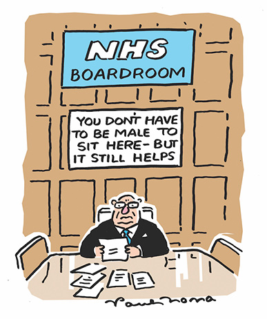 Tipster cartoon - NHS boardroom: You don't have to be male here but it helps