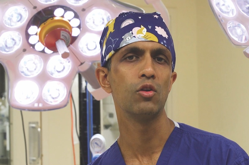 Aneel Bhangu in an operating theatre at UHB