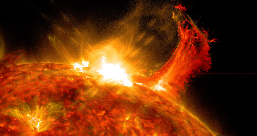 Solar flare leaving the sun