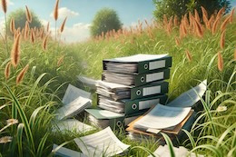 Files and papers hidden in long grass thumbnail