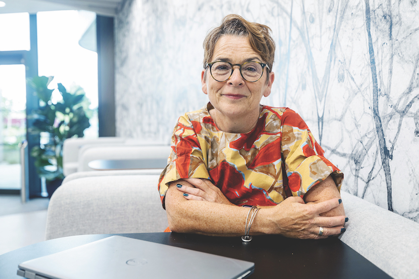 Oonagh Monkhouse seated at a desk August 2023